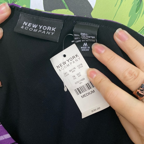 New York & Company Purple Black Zebra Knee Length Stretchy Skirt Medium - Picture 4 of 4